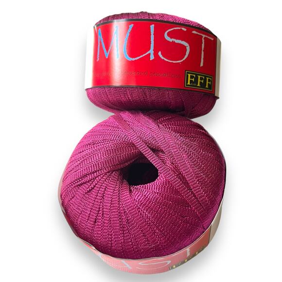 2 Skeins Filati FF MUST Nylon Yarn | #75 Wine  Red-purple *Made in Italy* - Picture 4 of 7